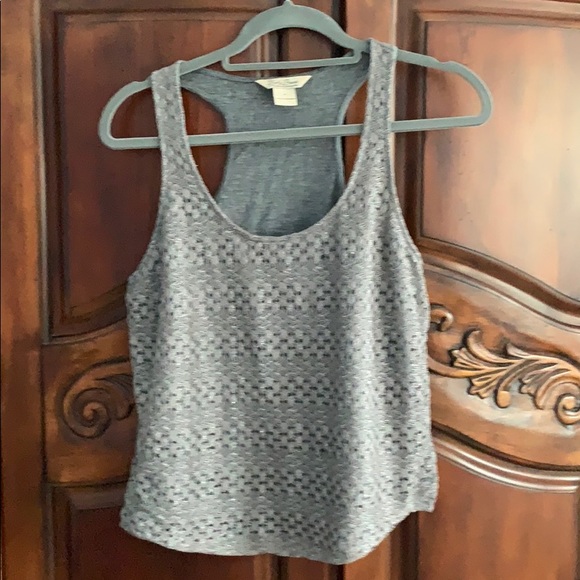 Lucky Brand Tops - Lucky Brand gray lace accent knit tank top- size M